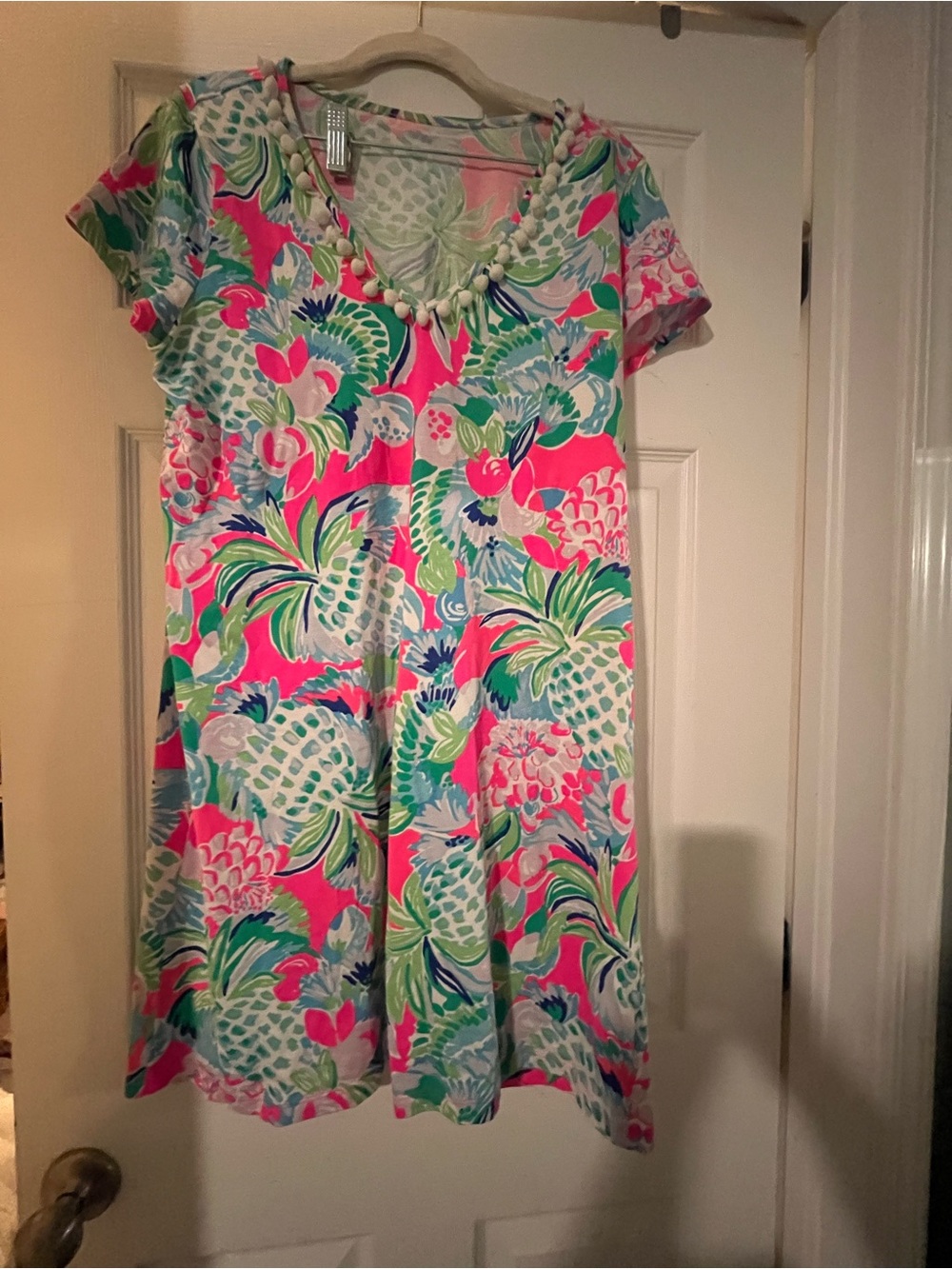Lilly Pulitzer Pink, Green & Blue Pineapple Floral Casual Dress